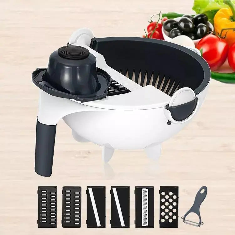 MULTI-FUNCTION 9-IN-1 VEGETABLE CUTTER WITH GRATER & DRAIN BASKET | FREE DELIVERY IN 3-5 DAYS