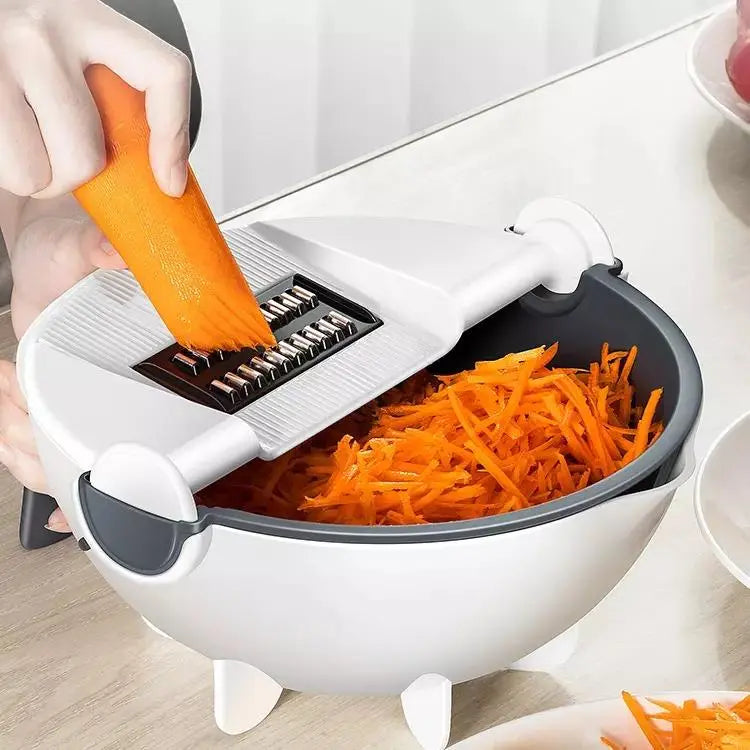 MULTI-FUNCTION 9-IN-1 VEGETABLE CUTTER WITH GRATER & DRAIN BASKET | FREE DELIVERY IN 3-5 DAYS
