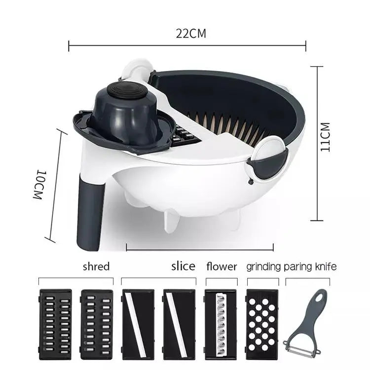 MULTI-FUNCTION 9-IN-1 VEGETABLE CUTTER WITH GRATER & DRAIN BASKET | FREE DELIVERY IN 3-5 DAYS